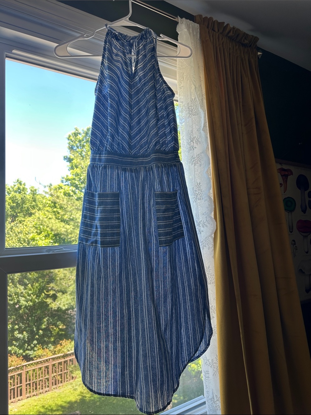 Universal Thread Blue Striped Sleeveless Midi Dress